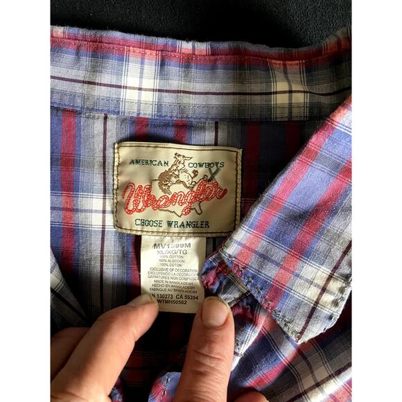 WRANGLER PEARL BUTTON LONG SLEEVE WESTERN SHIRT PLAID SIZE XL - Picture 3 of 4